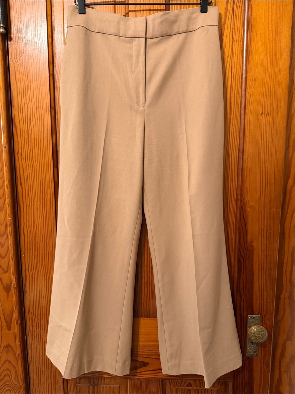 Rebecca Taylor Cavalry Twill Pant - Wool Blend Wide Leg Cropped Tan Khaki - Picture 3 of 15